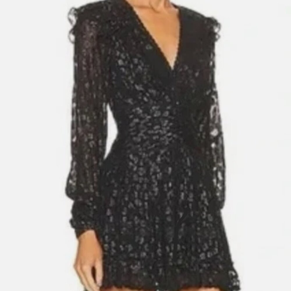 Rococo Sand Ciara Long Sleeve Dress Black Shimmer SIZE Small
